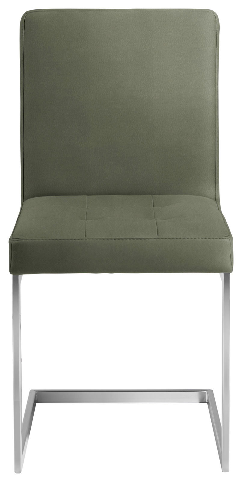 Moderano Freischwinger-Stuhl LUPO II Freischwinger-Stuhl in Olivgrün mit Metallgestell, Frontalansicht