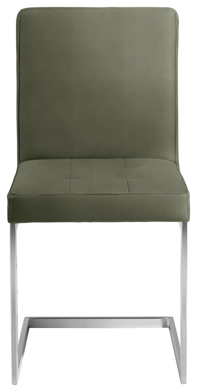 Moderano Freischwinger-Stuhl LUPO II Freischwinger-Stuhl in Olivgrün mit Metallgestell, Frontalansicht