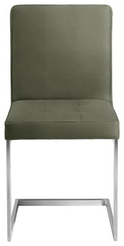 Freischwinger-Stuhl in Olivgrün mit Metallgestell, Frontalansicht