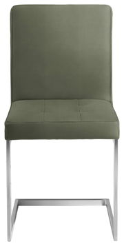 Freischwinger-Stuhl in Olivgrün mit Metallgestell, Frontalansicht