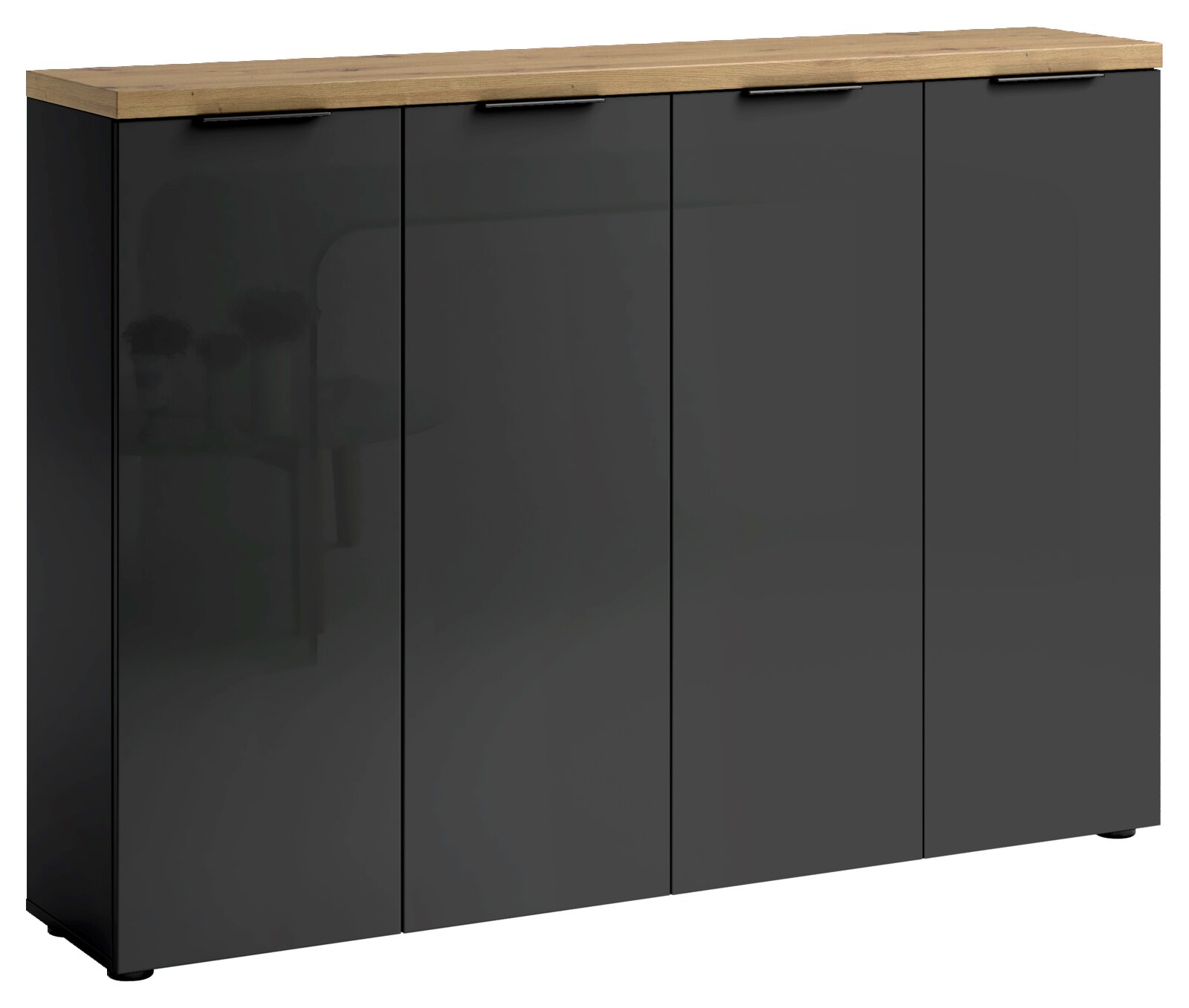 XORA XXL-schoenenkast IDEA ANTHRAZIT XXL-Schuhschrank XORA IDEA in Weiß/Anthrazit mit Holzoberfläche, Frontansicht