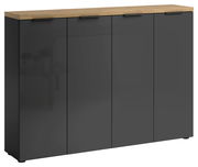 XXL-Schuhschrank XORA IDEA in Weiß/Anthrazit mit Holzoberfläche, Frontansicht