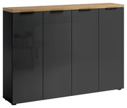 XXL-Schuhschrank XORA IDEA in Weiß/Anthrazit mit Holzoberfläche, Frontansicht