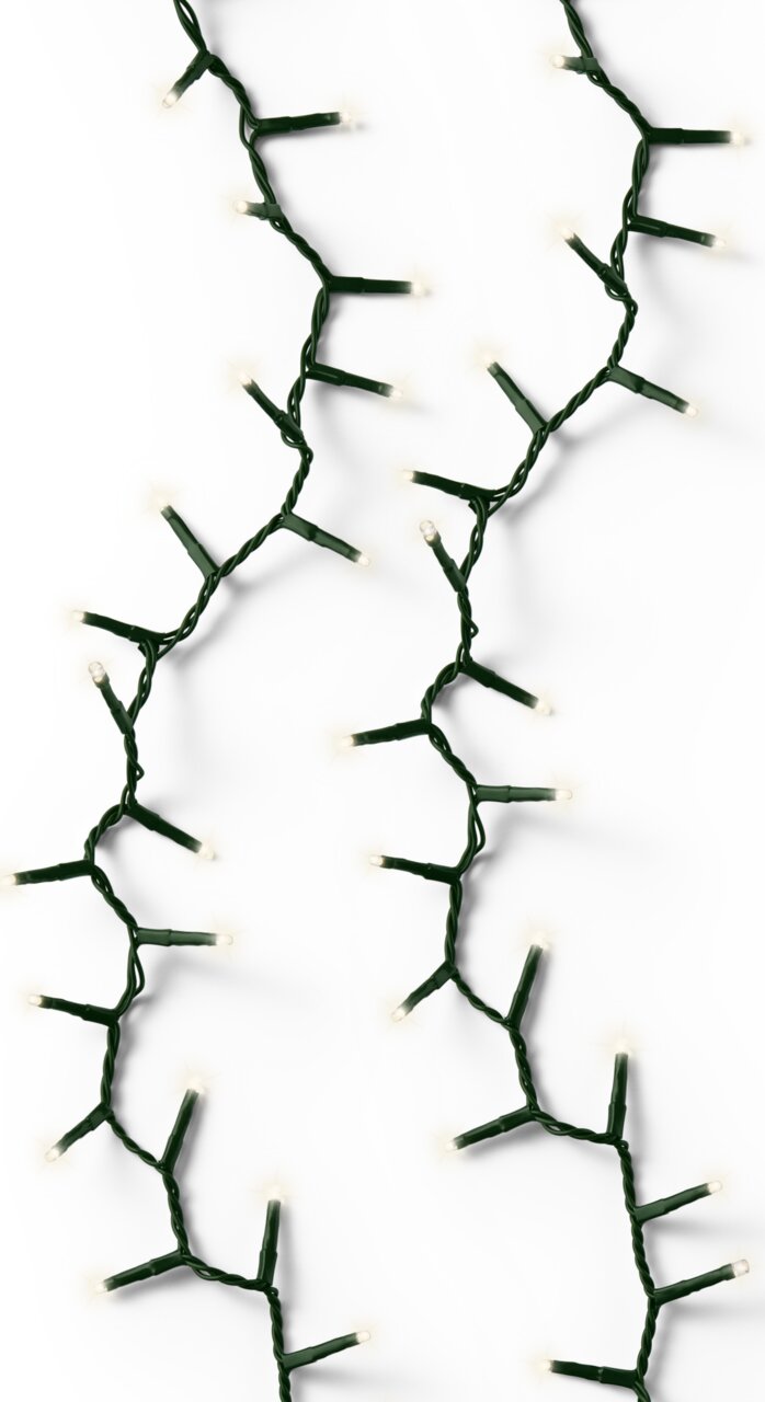 LED-Lichterkette mit grünem Kabel aus der Vogelperspektive