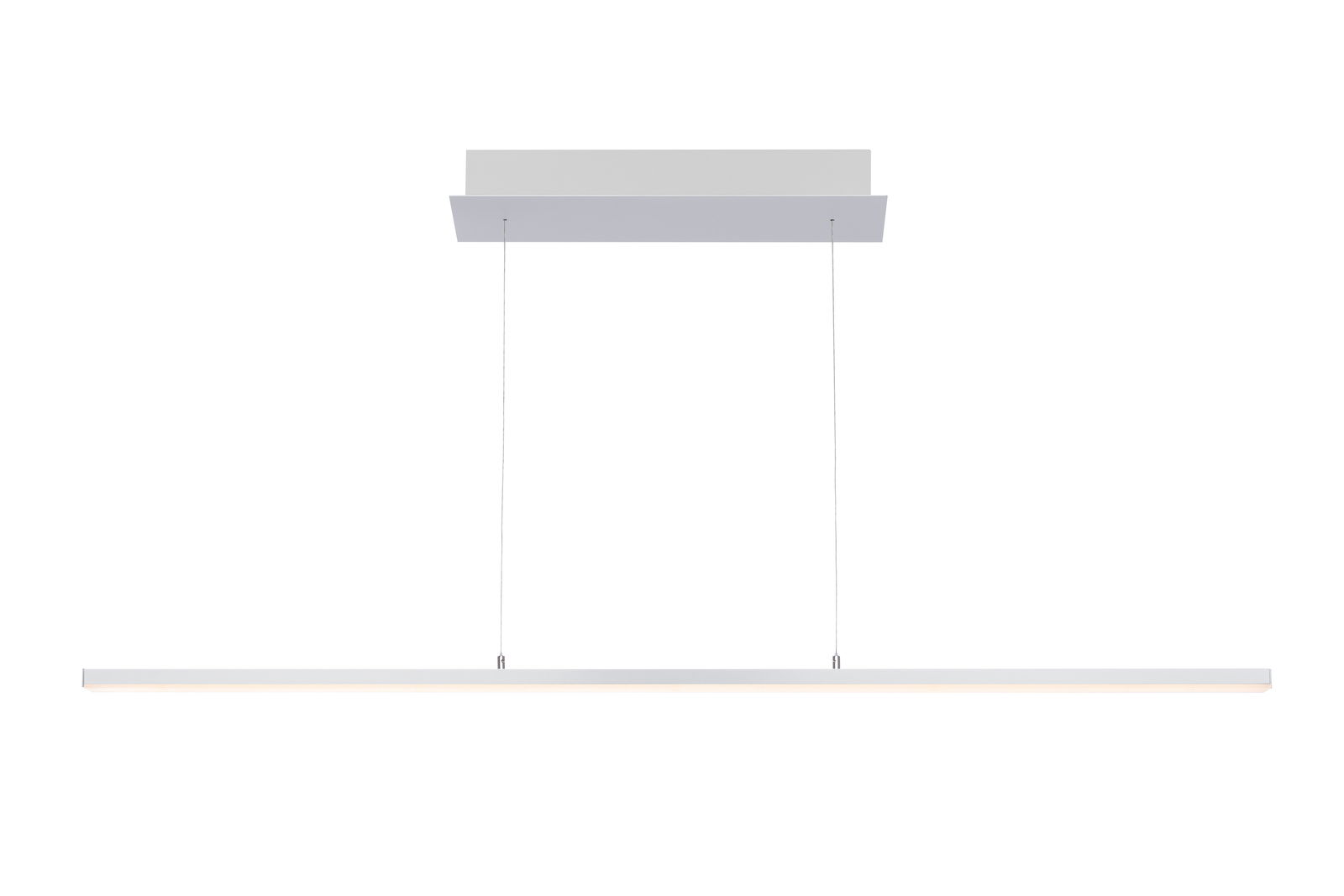 Moderne LED-Hängeleuchte in minimalistischem Design, seitliche Perspektive