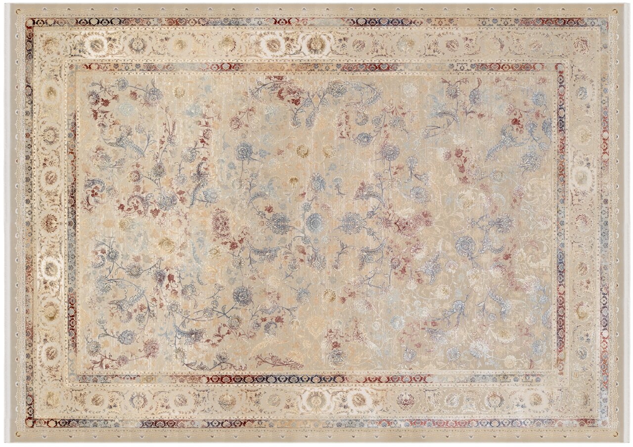 Orientteppich MYSTIC mit floralem Muster in Beige- und Rottönen, Draufsicht