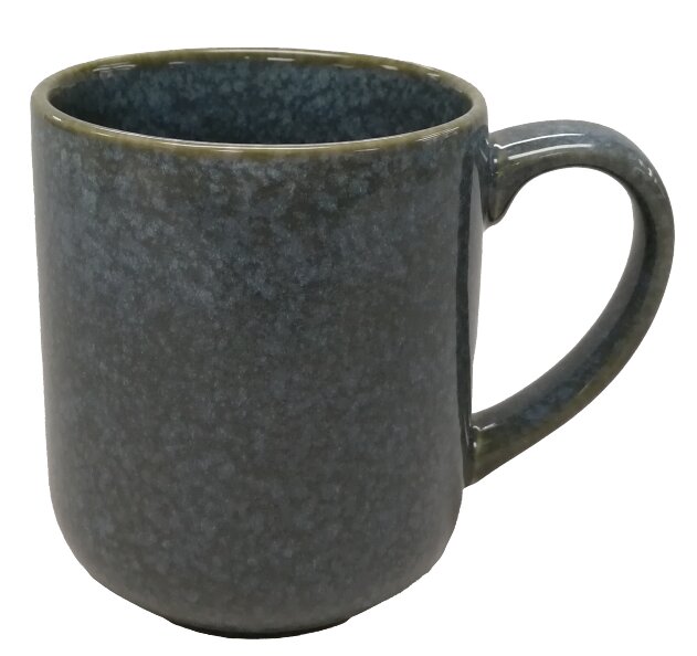 Novel Kaffeebecher Grauer Kaffeebecher aus Keramik mit Henkel, seitliche Perspektive