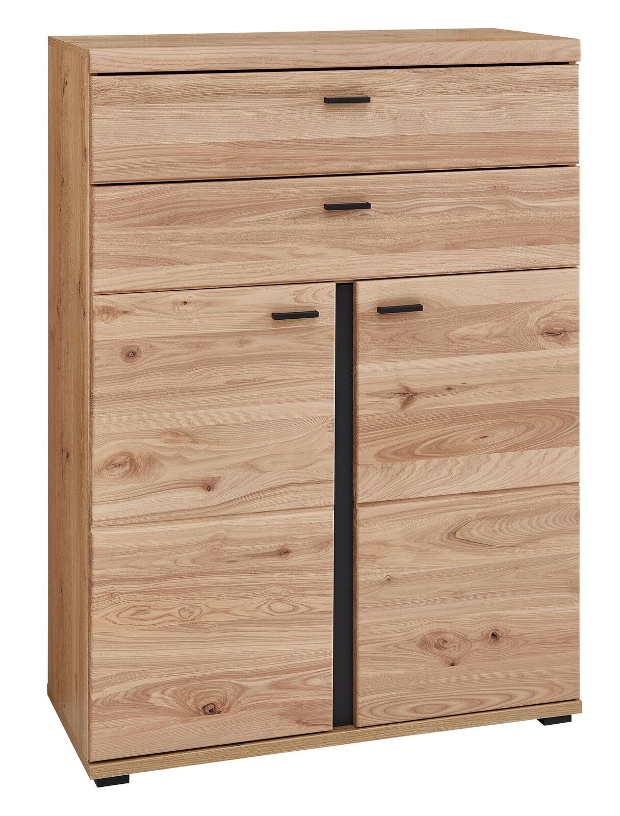 Linea Natura Kombischrank niedrig SONOS Holz-Kombischrank mit zwei Schubladen und zwei Türen, Frontalansicht