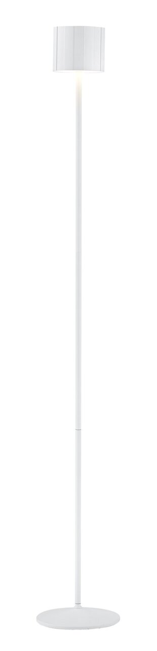 Musterring Akku-Stehleuchte MARISA Weiße Akku-Stehleuchte mit rundem Sockel und zylindrischem Lampenschirm, seitliche Perspektive