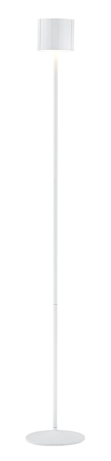 Musterring Accu-staande lamp MARISA Weiße Akku-Stehleuchte mit rundem Sockel und zylindrischem Lampenschirm, seitliche Perspektive