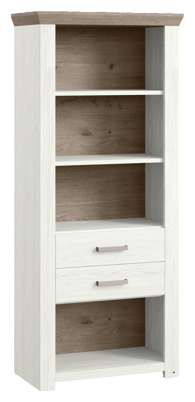 Set one by Musterring Regal SET ONE YORK Regal mit zwei Schubladen und vier offenen Fächern in Holzoptik, seitliche Perspektive