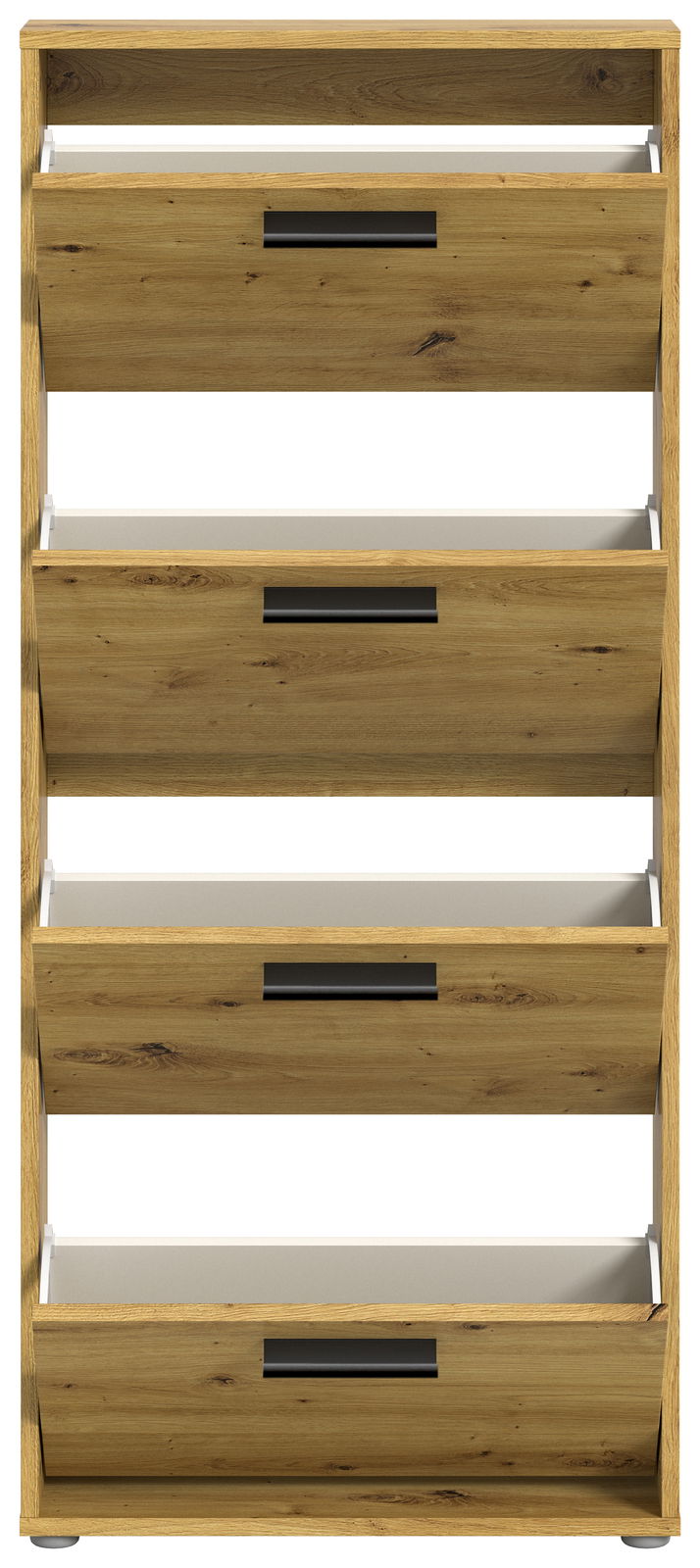 Schuhkipper mit vier Klappen in Holzoptik, Frontalansicht