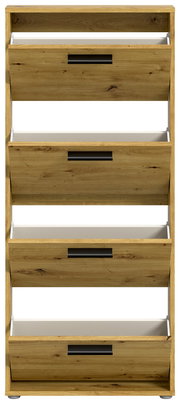 Schuhkipper mit vier Klappen in Holzoptik, Frontalansicht