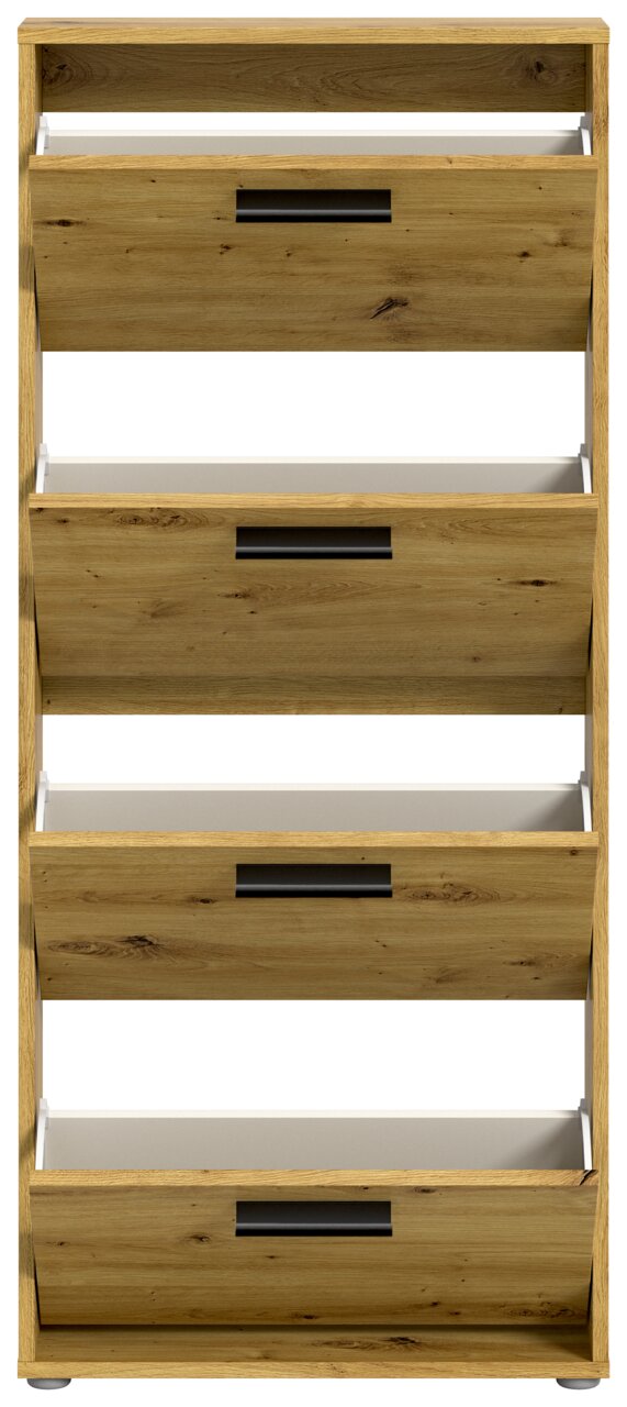 Schuhkipper mit vier Klappen in Holzoptik, Frontalansicht