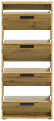 Schuhkipper mit vier Klappen in Holzoptik, Frontalansicht