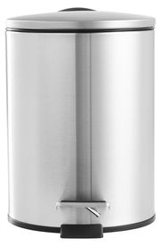 Silberner Treteimer aus Edelstahl, 3 Liter, Vorderansicht