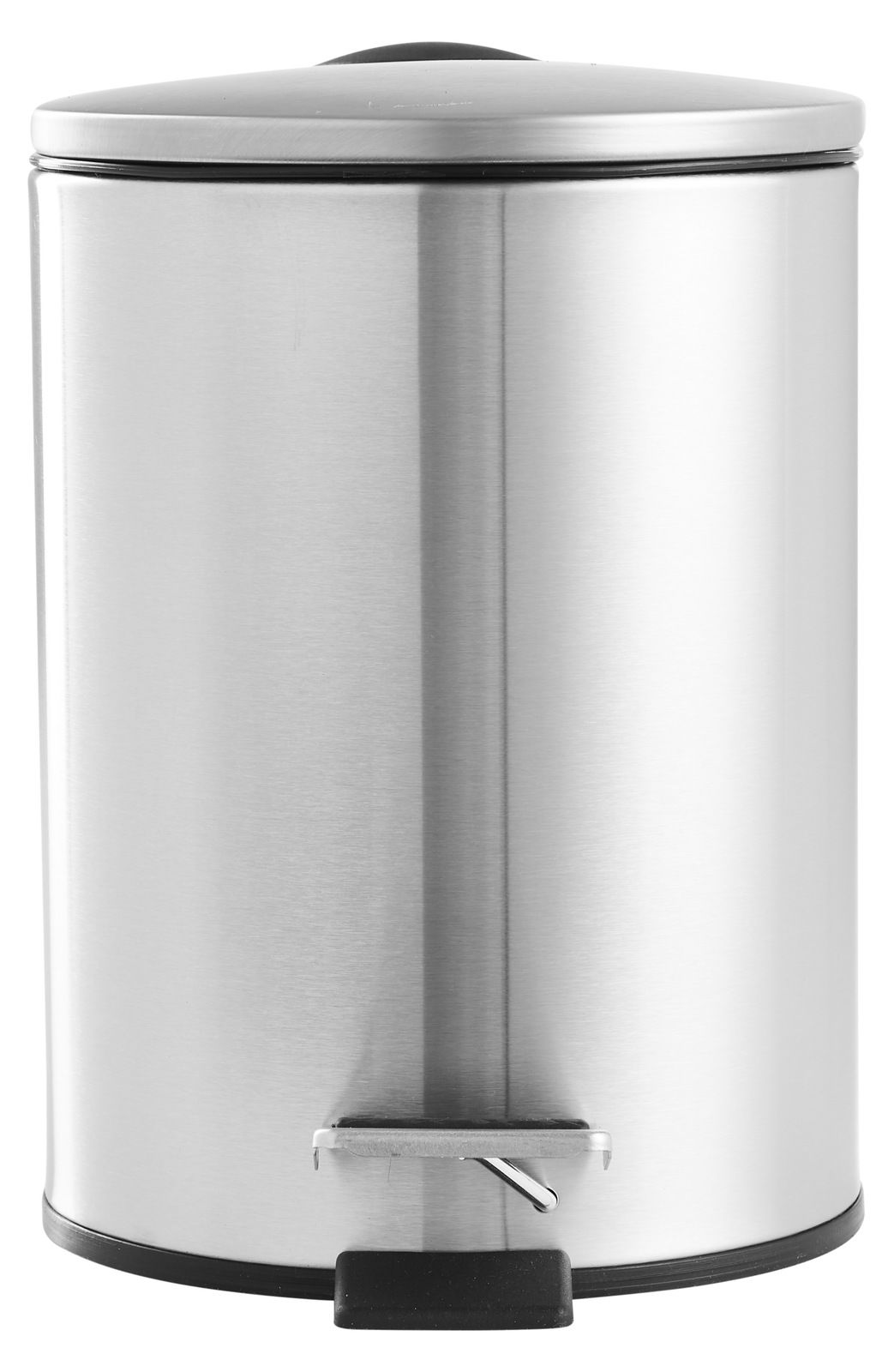 Silberner Treteimer aus Edelstahl, 3 Liter, Vorderansicht