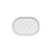 Weiße ovale Seifenschale mit Rillen, Ansicht von oben