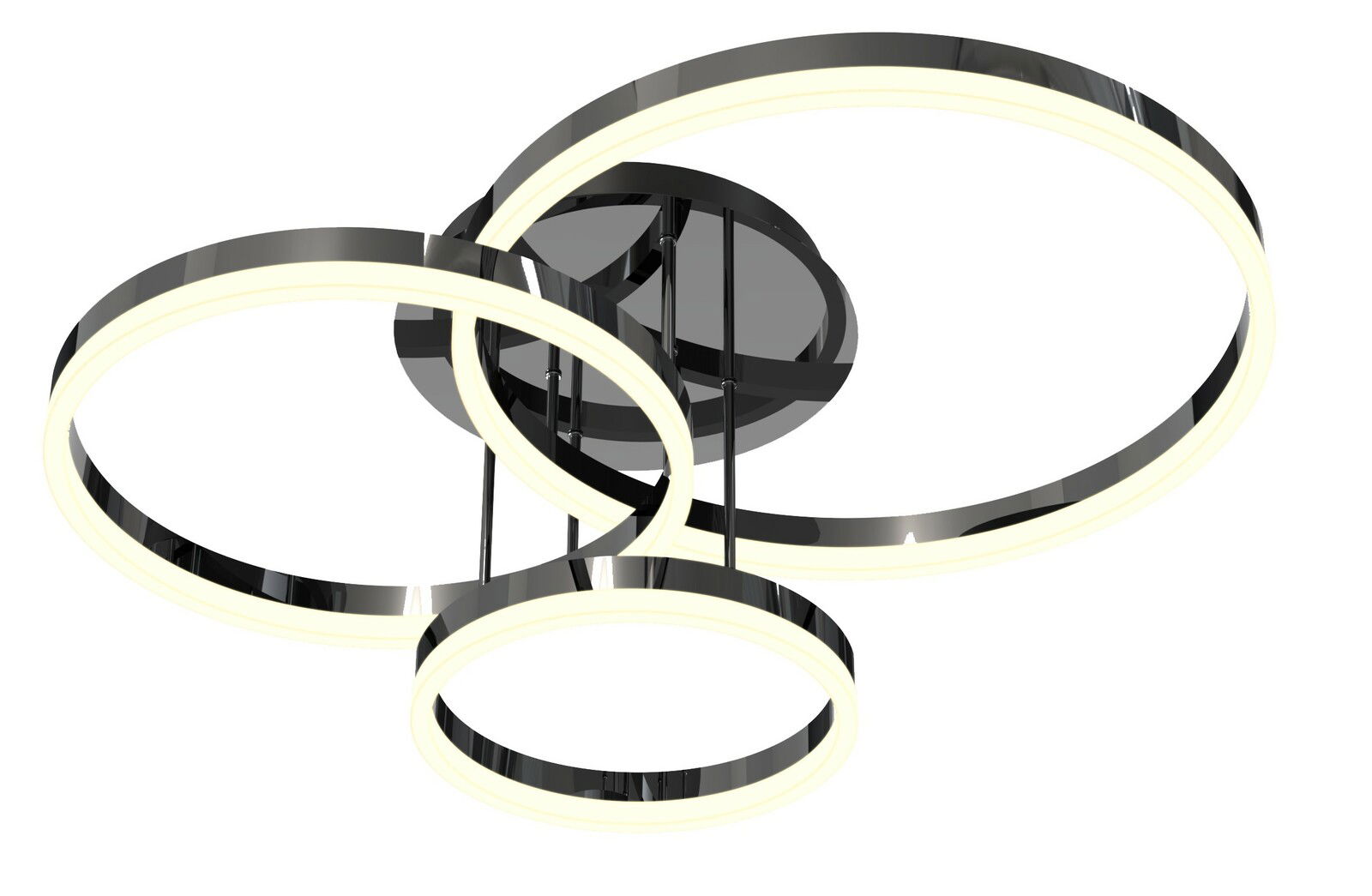 WOFI Leuchten LED-Deckenleuchte PERPIGNAN Moderne Deckenleuchte Perpignan mit drei ineinander verschlungenen, leuchtenden Ringen, seitliche Perspektive