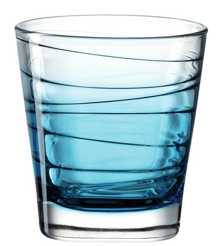 Leonardo Trinkglas VARIO Blaues Trinkglas Vario von Leonardo, 250ml, mit spiralförmigem Design, seitliche Perspektive