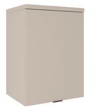 Beigefarbener, einflügeliger Aufsatzschrank aus der Perspektive von vorne links