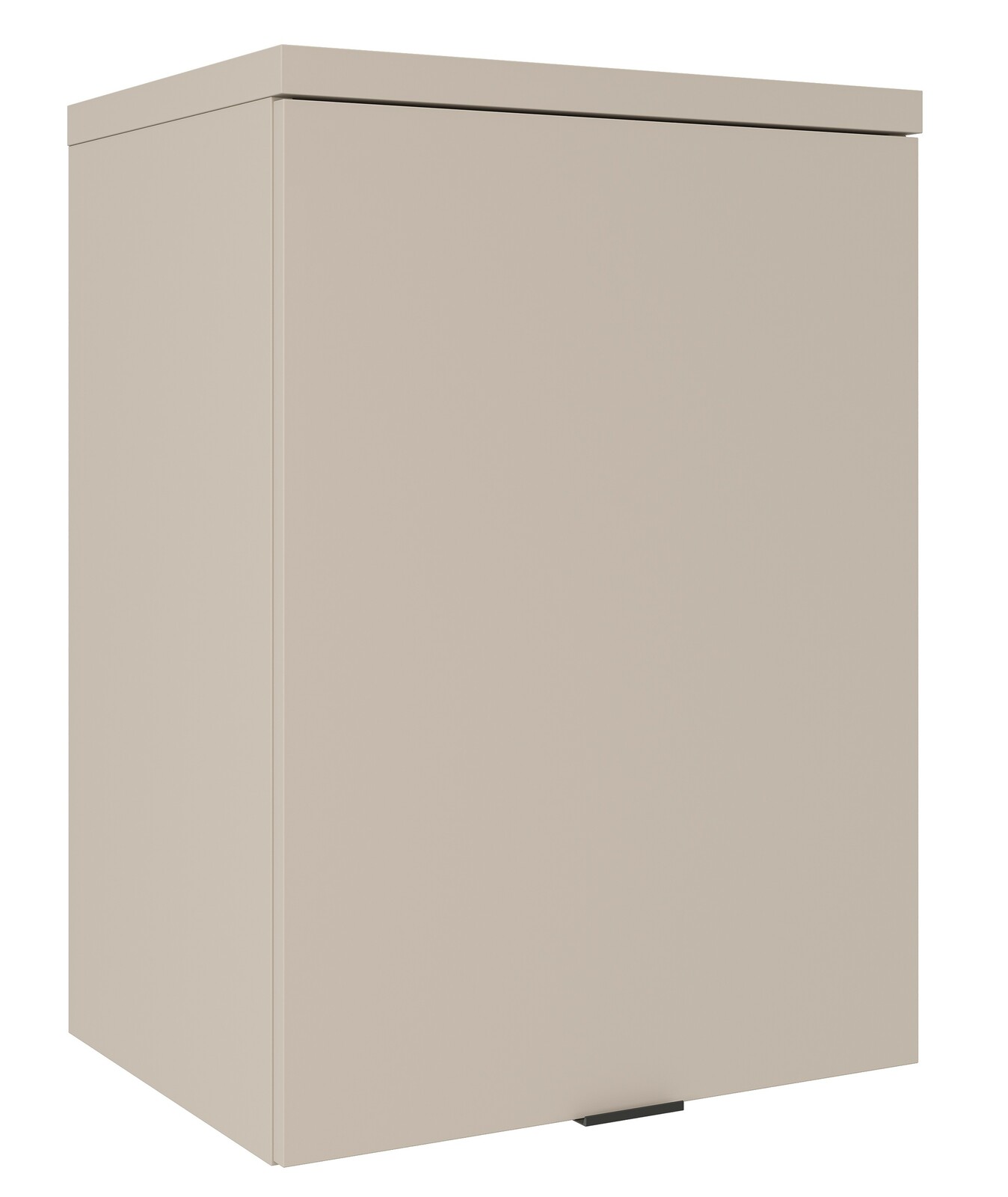 Carryhome Aufsatzelement 1-türig TINO OFFICE Beigefarbener, einflügeliger Aufsatzschrank aus der Perspektive von vorne links