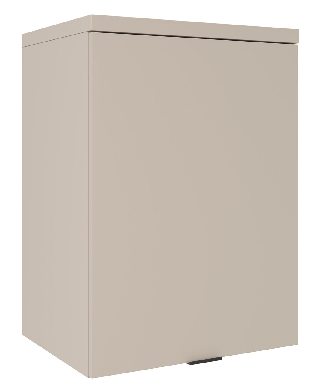 Carryhome Aufsatzelement 1-türig TINO OFFICE Beigefarbener, einflügeliger Aufsatzschrank aus der Perspektive von vorne links