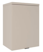 Beigefarbener, einflügeliger Aufsatzschrank aus der Perspektive von vorne links