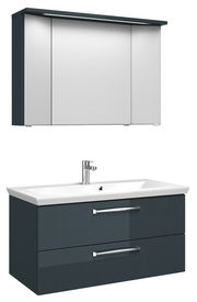 Badezimmermöbel-Set mit Spiegelschrank und Waschbeckenunterschrank, Frontansicht