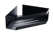 Schwarze Eckablage Meleto aus Metall, seitliche Perspektive