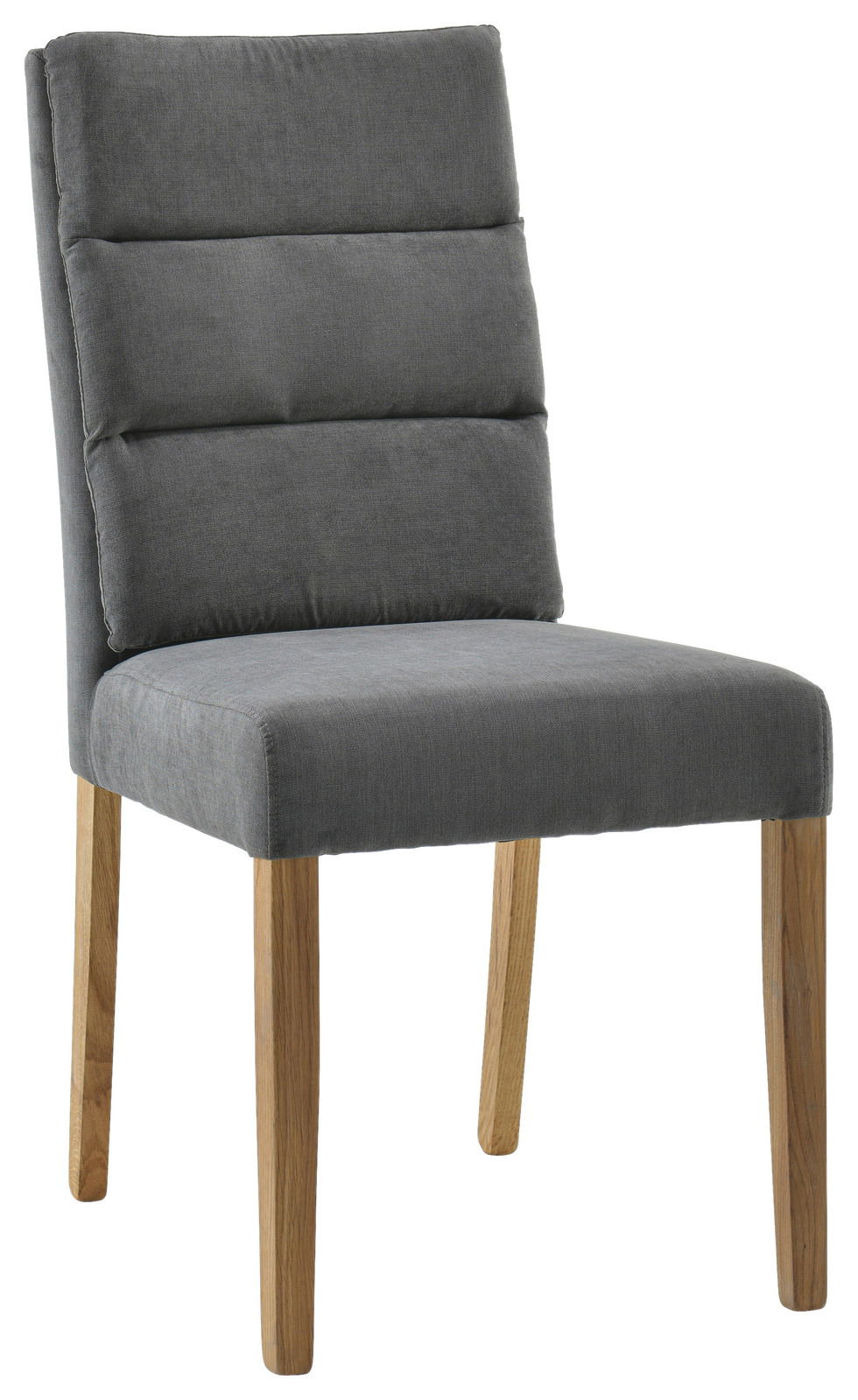 Cantus Stuhl NAOMI Grauer Polsterstuhl mit Holzbeinen, seitliche Perspektive