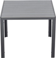 Moderner quadratischer Gartentisch 90x90 cm in Grau, Frontalansicht