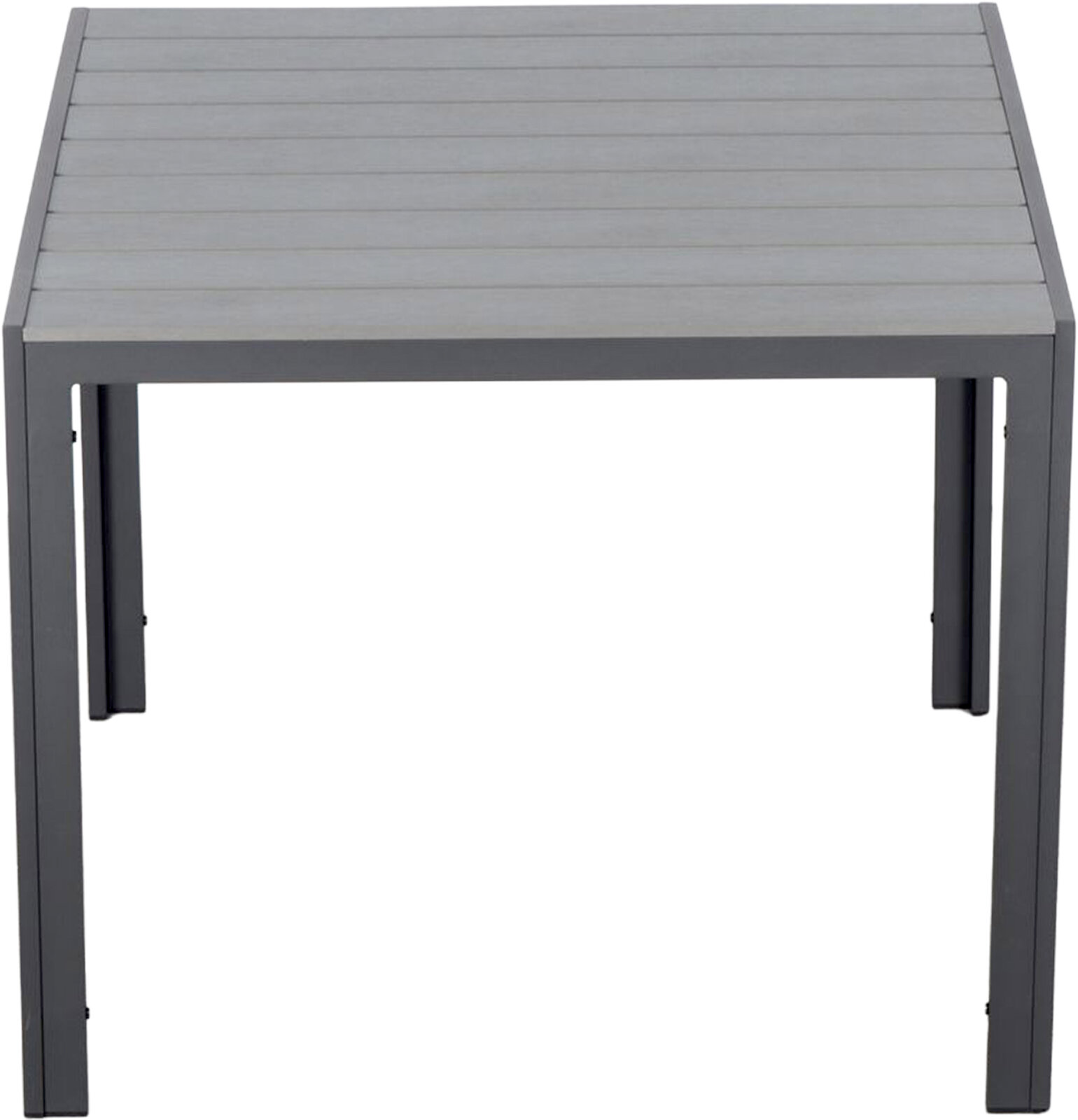 Moderner quadratischer Gartentisch 90x90 cm in Grau, Frontalansicht