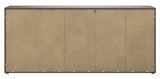 Rückansicht eines XXL-Sideboards mit schlichter Holzoptik und grauem Rahmen