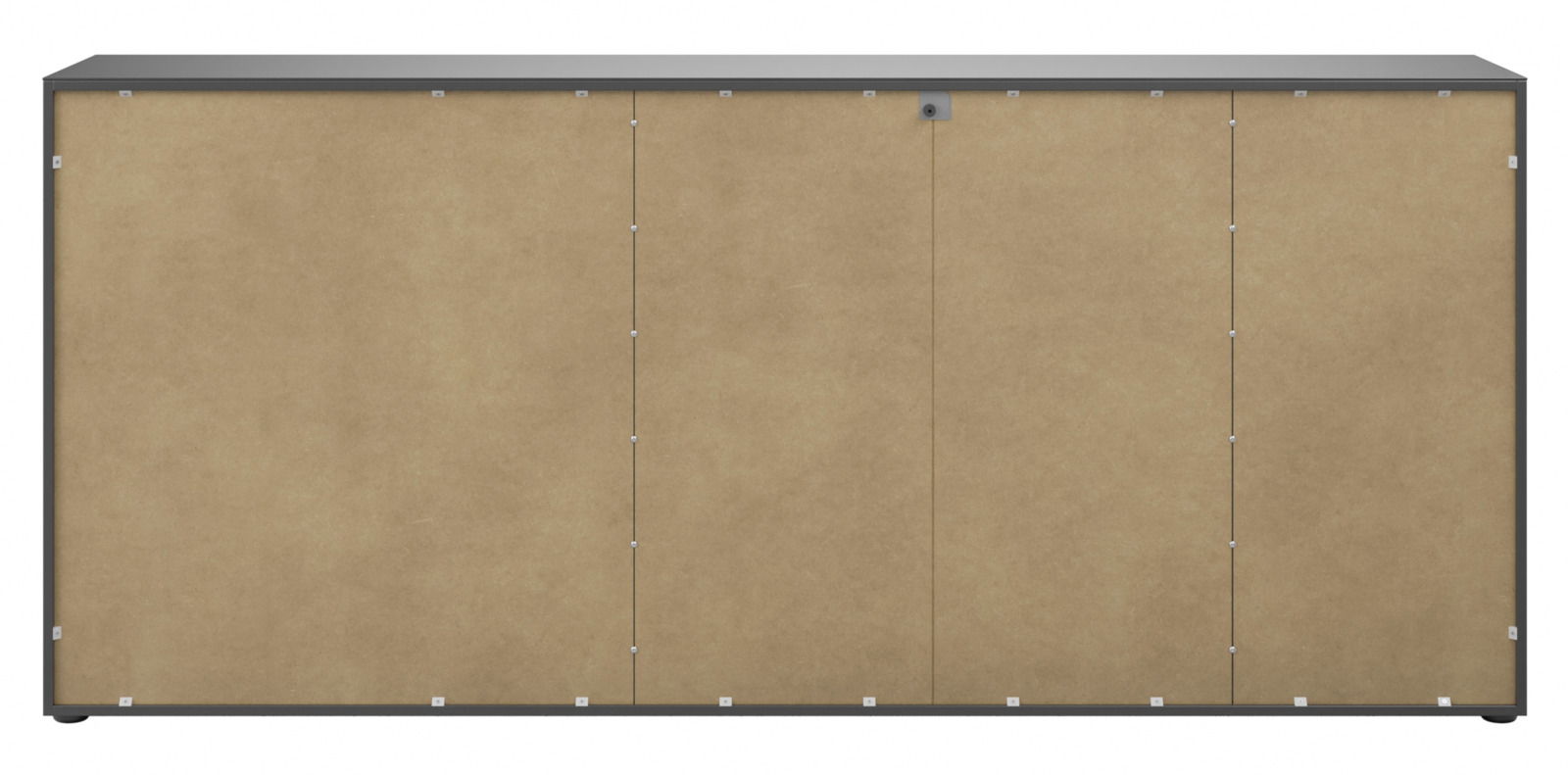Rückansicht eines XXL-Sideboards mit schlichter Holzoptik und grauem Rahmen