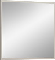 Moderner quadratischer Spiegel mit schmalem Rahmen, seitliche Perspektive