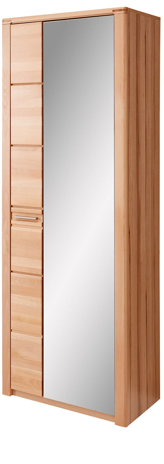Linea Natura Garderobenschrank NATURE ONE Garderobenschrank aus Holz mit Spiegeltür, seitliche Perspektive