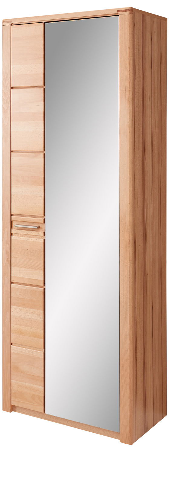 Linea Natura Garderobenschrank NATURE ONE Garderobenschrank aus Holz mit Spiegeltür, seitliche Perspektive