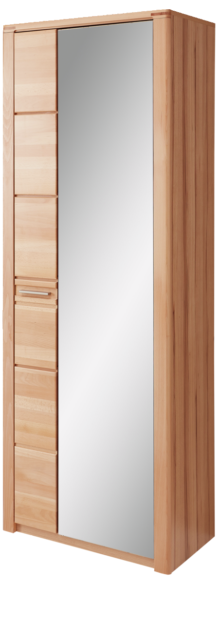 Linea Natura Garderobenschrank NATURE ONE Garderobenschrank aus Holz mit Spiegeltür, seitliche Perspektive