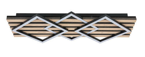 Moderne LED-Deckenleuchte mit geometrischem Design, seitliche Perspektive