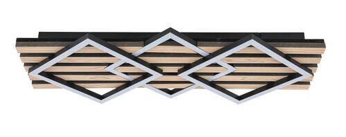 Moderne LED-Deckenleuchte mit geometrischem Design, seitliche Perspektive