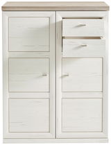 Weiße Aktenkommode mit mehreren Schubladen, Frontansicht