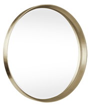 Runder Spiegel mit einem goldenen Rahmen, seitliche Perspektive