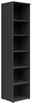Carryhome Regal MULTISTAURAUM Schwarzes hohes Regal mit sechs offenen Fächern, seitliche Perspektive