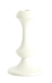 Weißer Kerzenständer aus Keramik, seitliche Perspektive