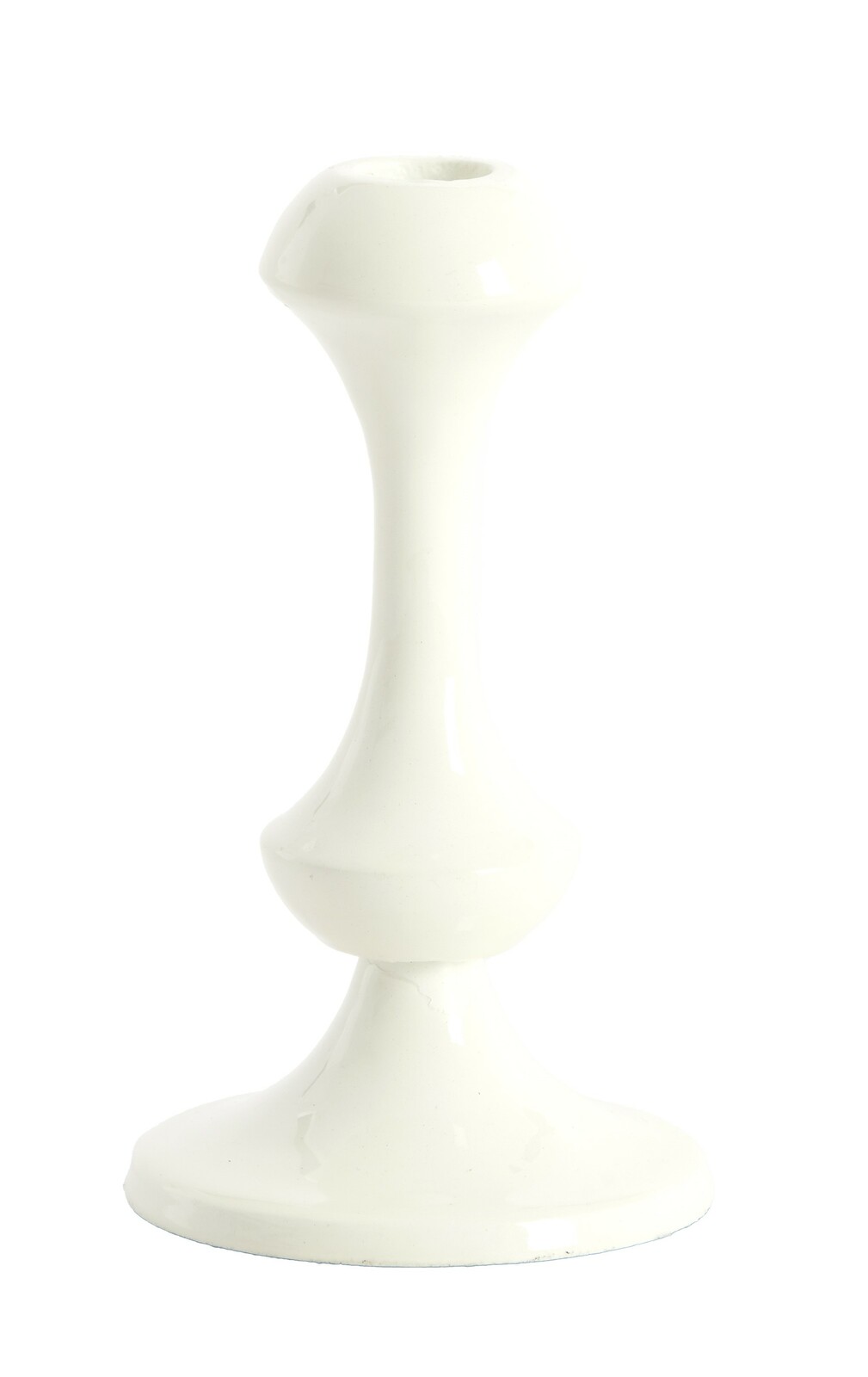 Weißer Kerzenständer aus Keramik, seitliche Perspektive