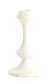 Weißer Kerzenständer aus Keramik, seitliche Perspektive