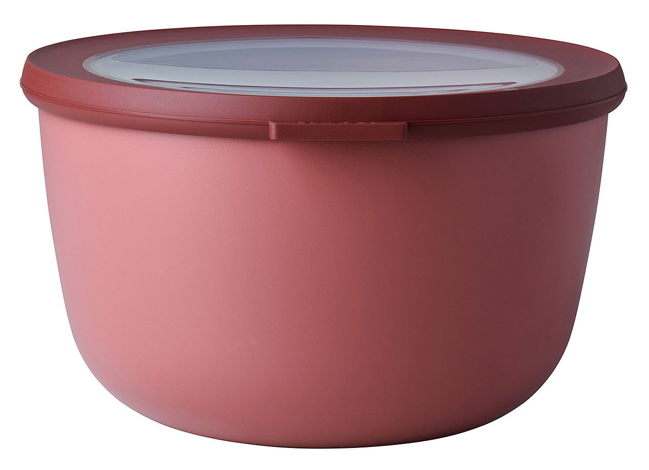Mepal Multischüssel Vivid Mauve CIRQULA Runde, rosafarbene Multischüssel Vivid Mauve mit transparentem Deckel, seitliche Perspektive