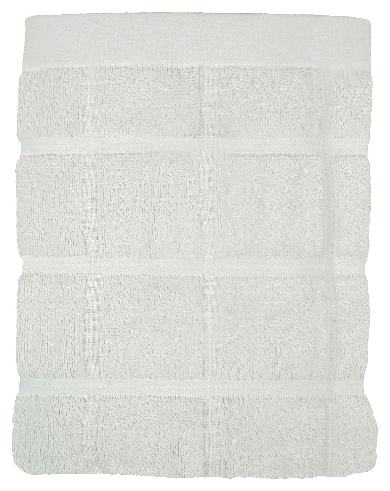 Weißes Frottierhandtuch mit Karomuster, Draufsicht