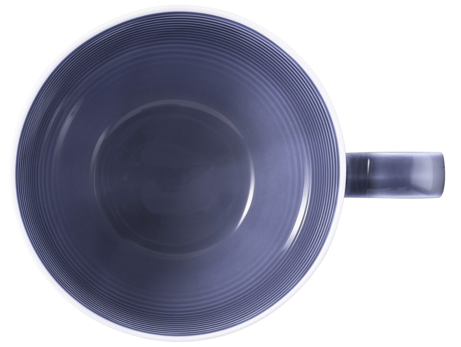 Draufsicht auf eine dunkelblaue Kaffeeobertasse mit Henkel, 0,26 l